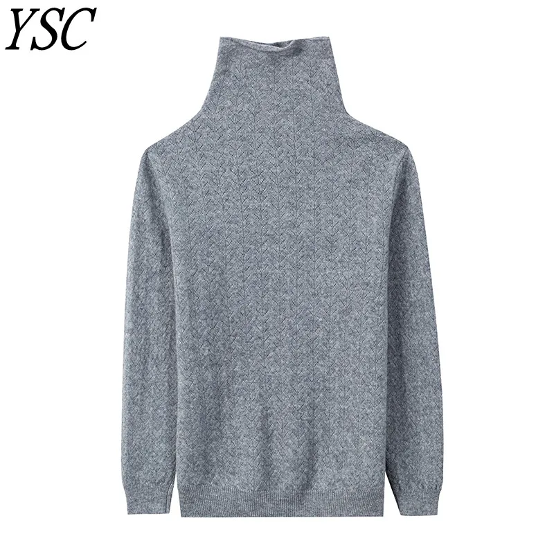 

YSC Winter New Women's Knitting pure wool sweaters Pile up collar Classic plane loose fitting style high-quality Warm pullover