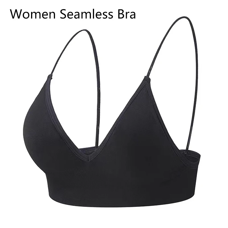 Women Seamless Bra Camisole Underwear S M L Breathable V Neck Gather Up Sports Fitness Yoga Casual