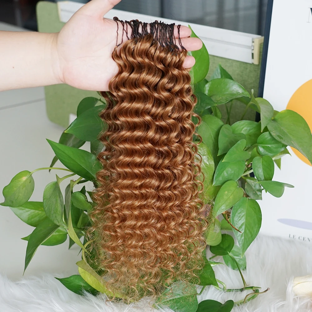 #30 Colored 100% Human Hair for Highlight Miracle Knots Crochet Deep Wave Feather Crochet Boho Braids Wavy Bulk Hair Extensions 4