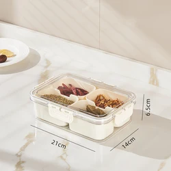 Snack Storage Box with Lid - Food - Grade Fresh - Keeping Container for Fruit and Snack Organization (4 Grids)