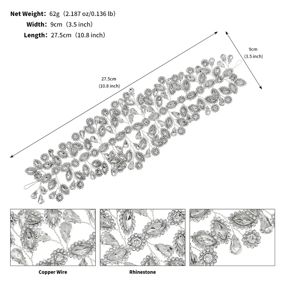 Luxury Crystal Leaf Vine Headbands for Women Bride Wedding Hair Accessories Bridal Hairband Rhinestone Headpiece Jewelry Gifts