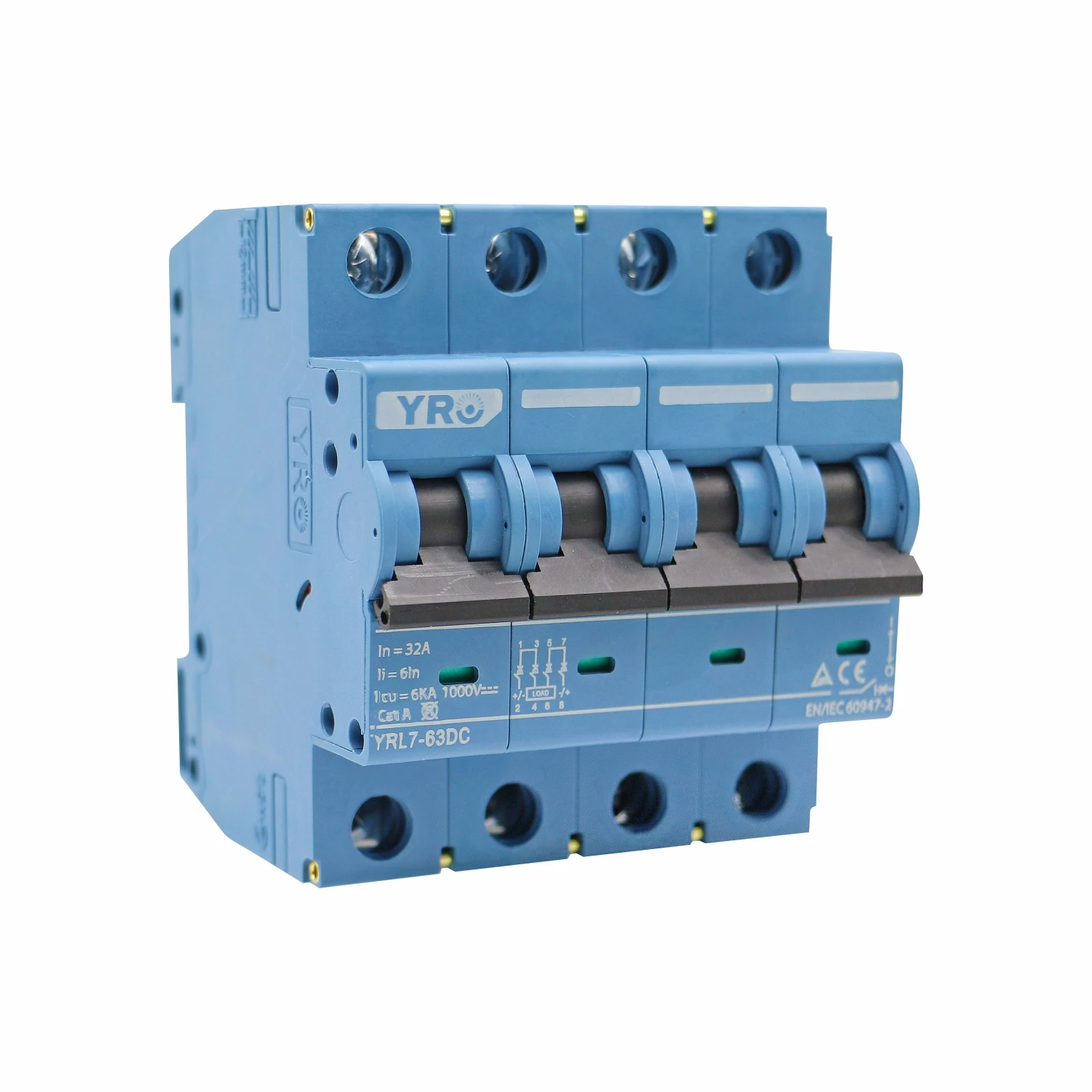 1P 2P 4P DC Solar Mini Circuit Breaker 40A 50A 63A FOR PV System Battery Main Switch YRL7-63DC