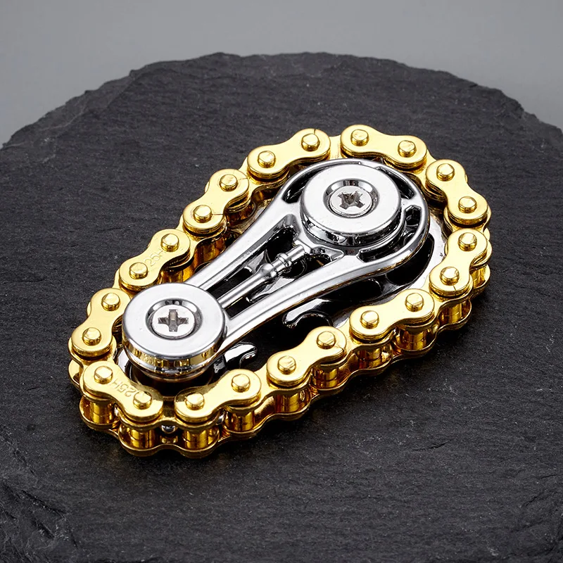 EDC 메탈 기어 체인 Fidget Spinner 롤러 합금 스트레스 감소 장난감 Antistress 감압 핸들 회전 성인