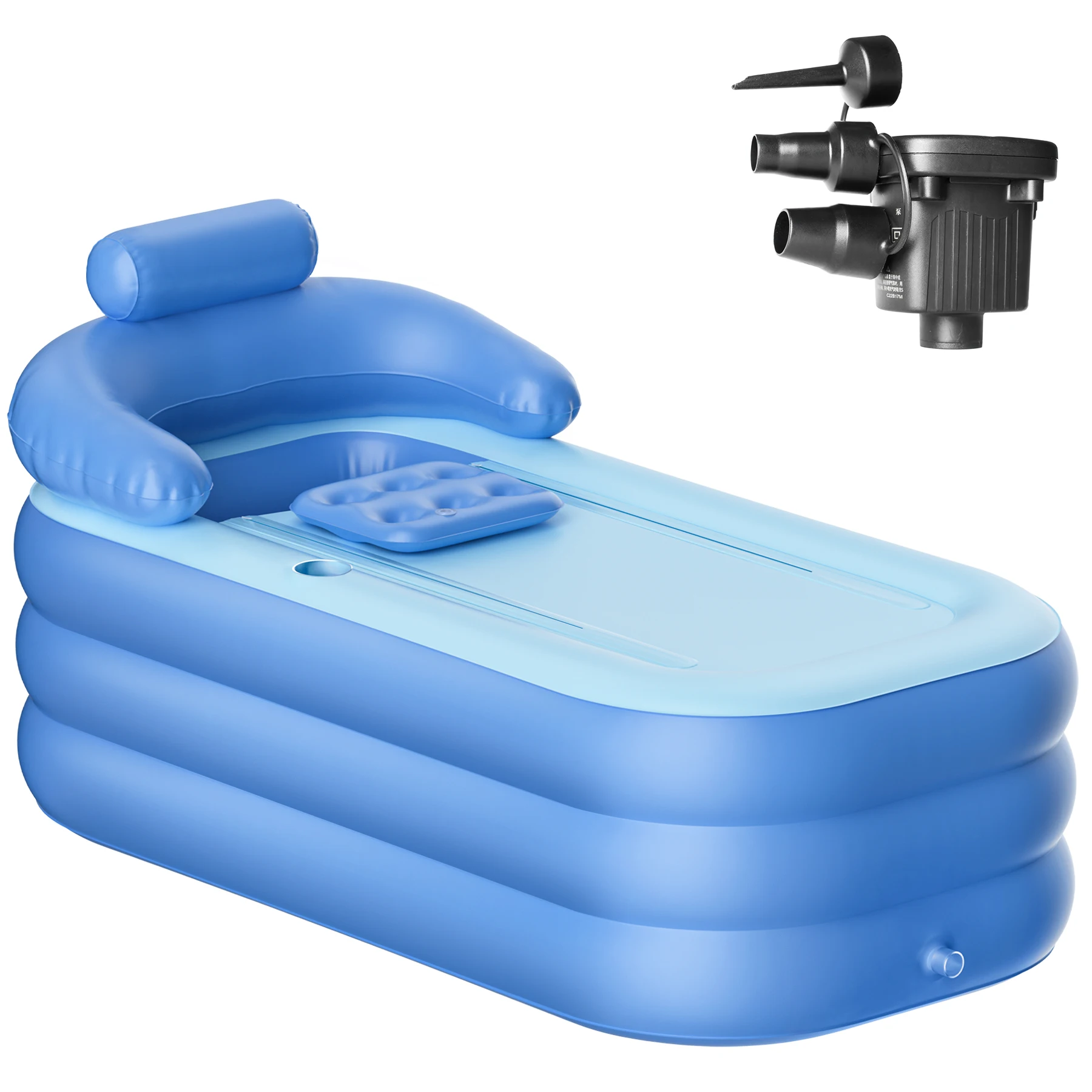 Inflatable Folding Bathtub for Adults, 63" Collapsible Ice Bath Tub for Athletes, Portable Foldable Hot Tub Electric Air Pump 2