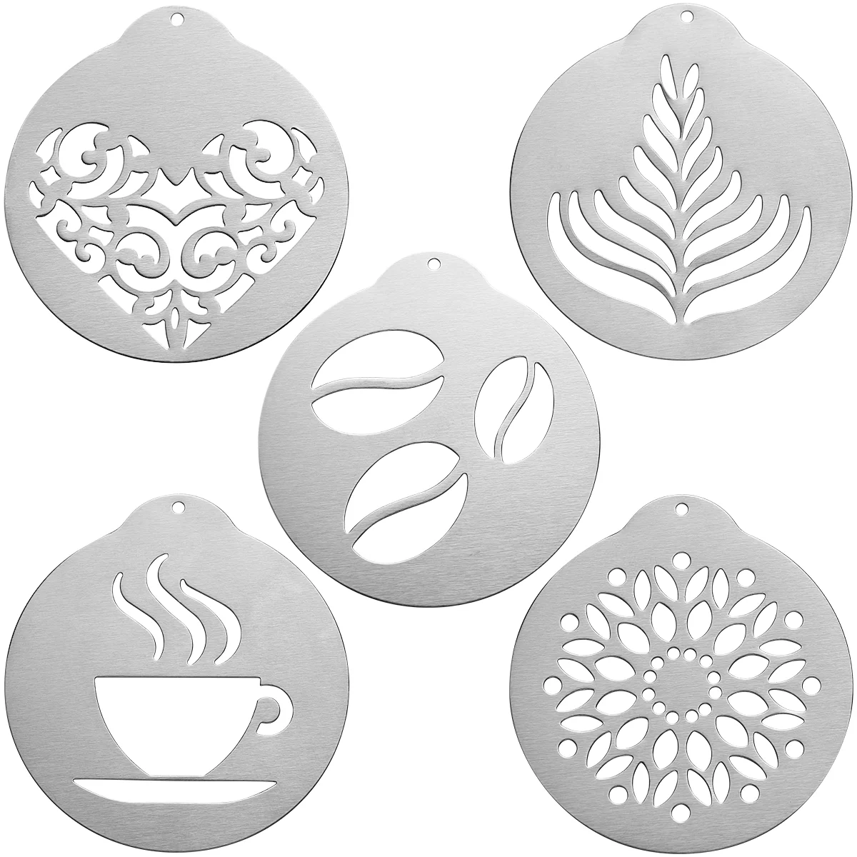 

Stainless Steel Coffee Stencil Set Coffee Barista Tools Cappuccino Templates Coffee Garland Mould Cake Decor And