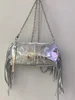 Women Silver Tassel Mini Leather Handbag Zipper Fashion Simple Female Shoulder Bag with Metal Chains 1
