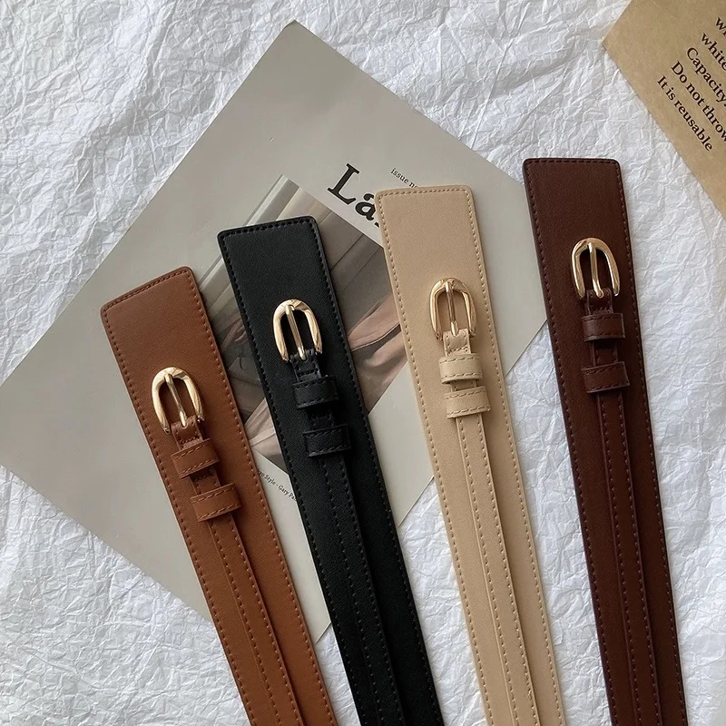 Women's Dual-Purpose Decorative Belt - Fashionable Black Wide Waist Closure