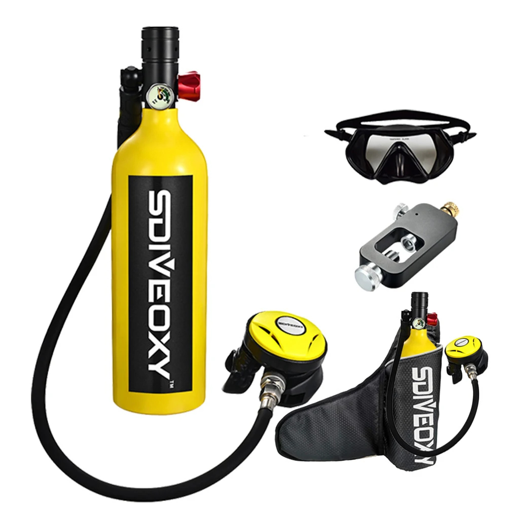 

Scuba Diving Oxygen Tank 1L Cylinder Underwater Breather for with Breathing Valve Dive Fishing Underwater Photography