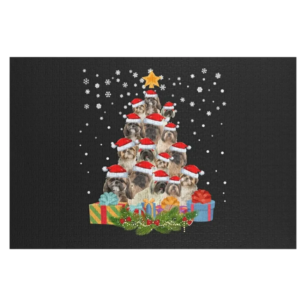 

Shih Tzu Christmas Tree Funny Xmas For Shih Tzu Dog Lover Jigsaw Puzzle Custom Gifts Wood Name Puzzle