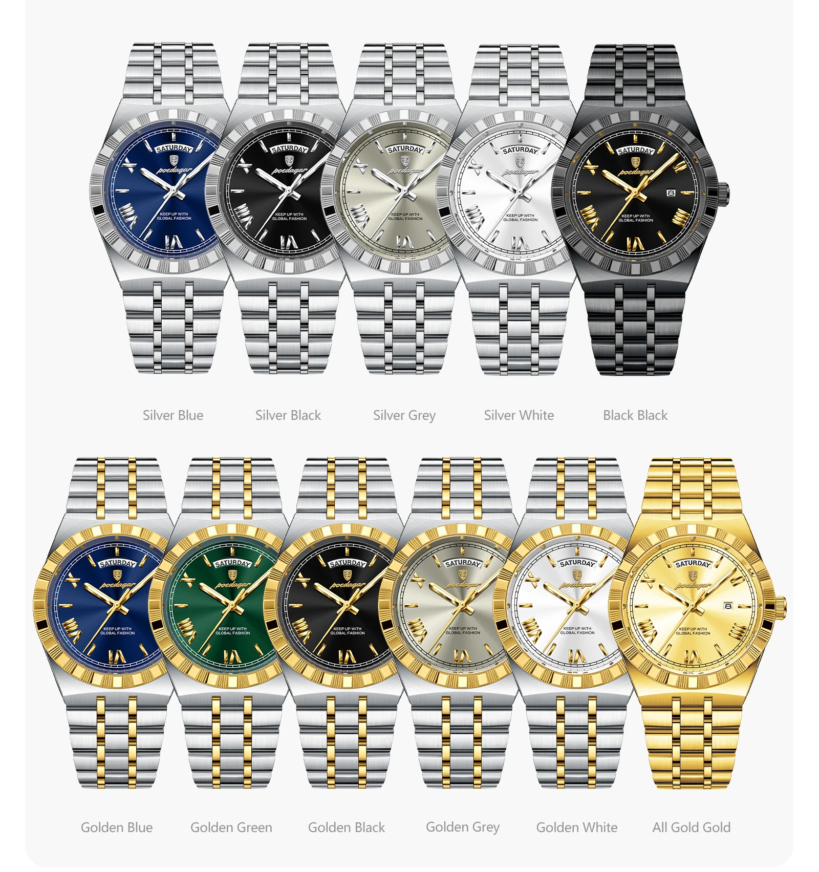 Luxury Mens Quartz Watch - Waterproof Luminous Stainless Steel Business Wristwatch