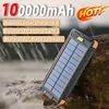 100000mAh Large Capacity New Solar Portable Power Bank Outdoor Compass External Battery Flashlight For Xiaomi iPhone Samsung 1