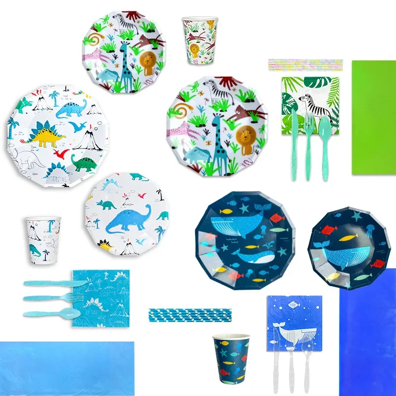 Marine Life Pirate Shark Theme Party Decor Mermaid 1st Baby Shower Birthday Tableware Balloons Ocean Theme Kids Party Supplies