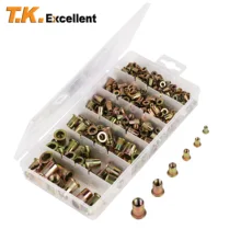 

260Pcs Rivet Nuts Carbon Steel Yellow Zinc M3 M4 M5 M6 M8 M10 Flat Head Rivet Nuts Set Hardware Parts