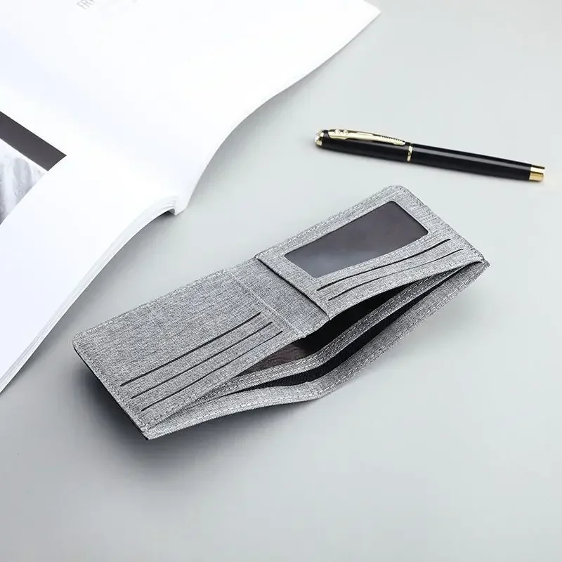 New Style Mini Thin Men Wallet Card Holder Portable Simple Men'S Purse Coin Pouch Card Holder Short Canvas Money Bag Card Case 5