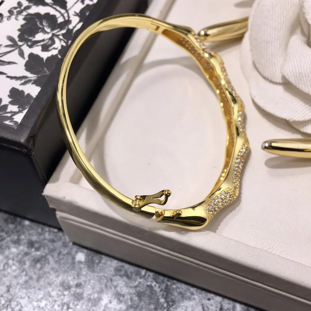 2022 Hot Trend Brand Half Circle Full Of Diamond Bamboo Bracelet Gold Rose Gold Silver Process Natural Malachite Feminine