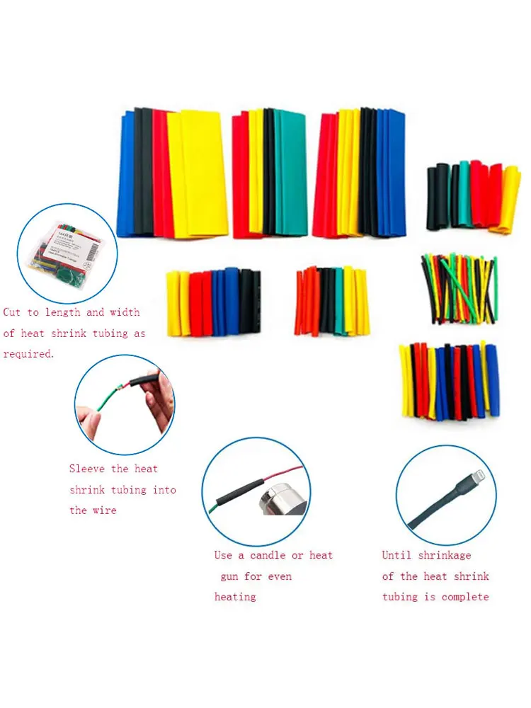 164pcs Set Polyolefin Shrinking Assorted Heat Shrink Tube Wire Cable Insulated Sleeving Tubing Set