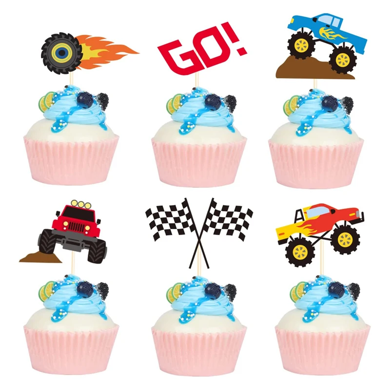 Monster Truck Blaze Car Cupcake Toppers Racin Cake Toppers Cute Baby Shower Forniture Per Feste Di Compleanno