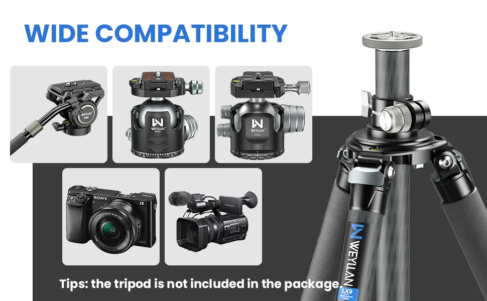 TZ8 Professional Tripod Horizontal Center Column Carbon Fiber Tripod Extension 4