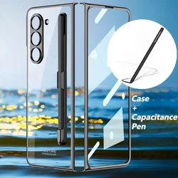 GKK Luxury Plating 360° Protective Hard Case with Front Glass Cover - Premium Design for Galaxy Z Fold5 (With Pen Black)