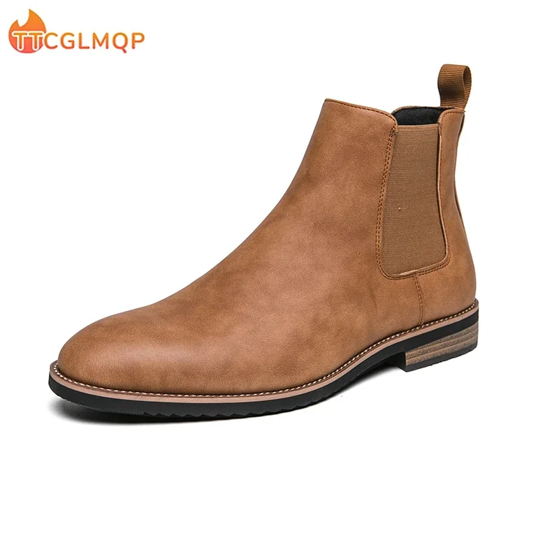 

2023 New Men Chelsea Boots Brand Desiginer Classic Italy Dress Boots Fashion Casual Warm Plush Bussiness Ankle Boots Big Size 48