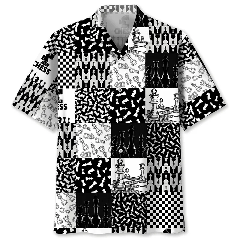 thumbnail image 1 of Camisa con estampado de ajedrez vintage para hombre, camisas hawaianas de manga corta con solapa suelta y estampado 3D, blusas de botones de calle de verano Y2k para mujer, 1 of 5