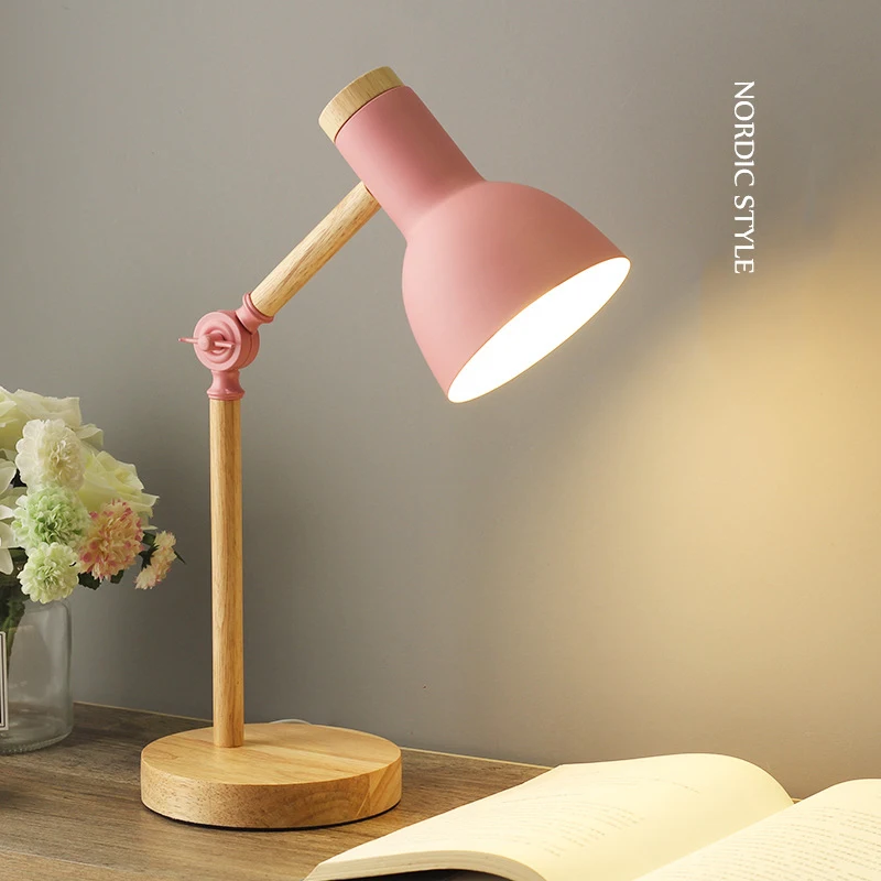 Nordic LED Desk Lamp - Wooden Iron Folding Table Lamp for Dorm & Home Office