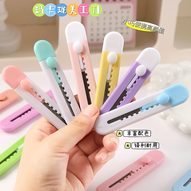 아트 나이프 3개, 도파민 캔디 컬러 휴대용 펜 나이프, 개봉 및 포장 풀기용 나이프, 수동 회계용 및 종이 절단용 나이프