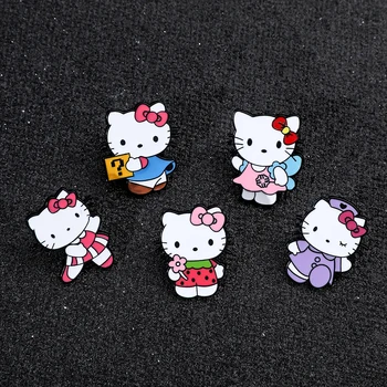 Anime Sanrio Kawaii Hello Kitty Brooch Creativity Metal Badge Cute Cartoon Badge Versatile Accessories Clothing Bag Decorate 1