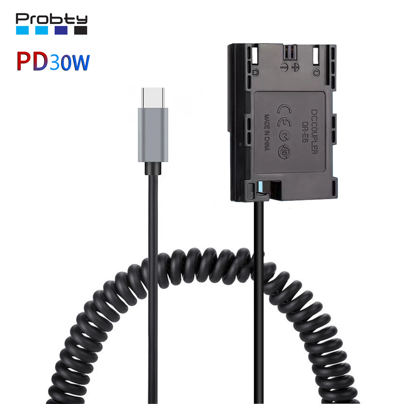 LP-E6 LP-E6N 더미 배터리 USB-C/C타입 전원 어댑터, 캐논 EOS R5 R5C R6 5DS R 7D 6D 5D3 5D4 90D 80D 70D 60Da 카메라용