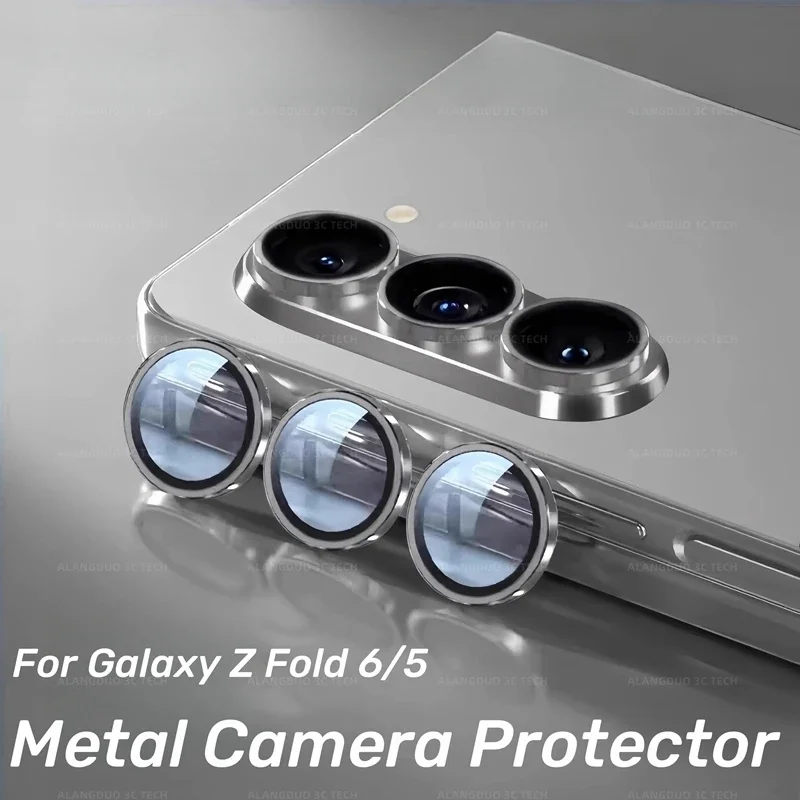 Metal Ring Camera Lens Protector with Tempered Glass Film - Clear 9H HD Clarity