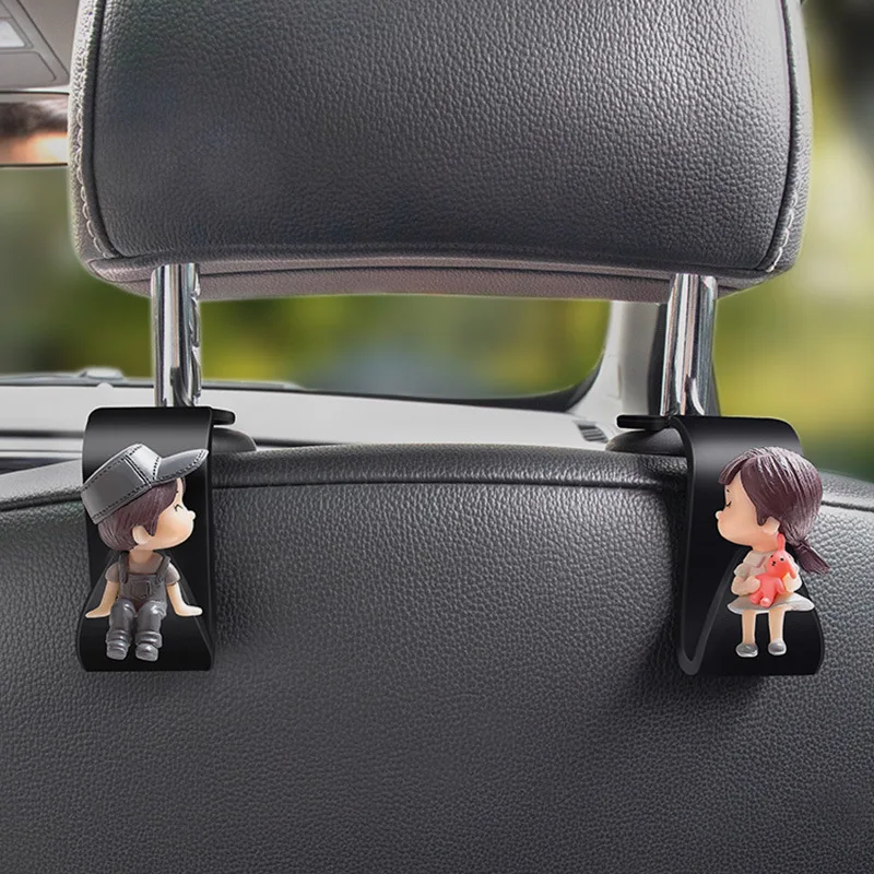 2Pcs Universal Car seat back hook Cute Cartoon Seat hook Auto Storage Rear seat hook Interior Hanger Holder Accessories