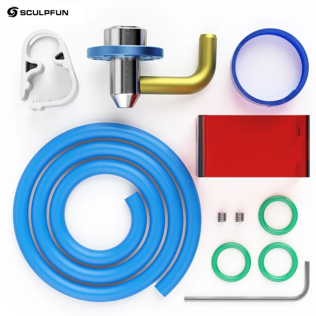 

Комплект воздушной вспомогательной насадки SCULPFUN S9, высокоскоростная воздушная вспомогательная Цельнометаллическая конструкция, подходит для лазеров S9, простая установка, лазерная гравировка