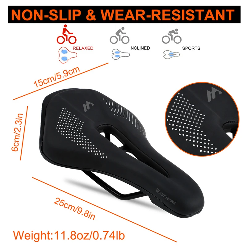 WEST BIKING - selle de vélo de route ultralégère en cuir PU, siège de