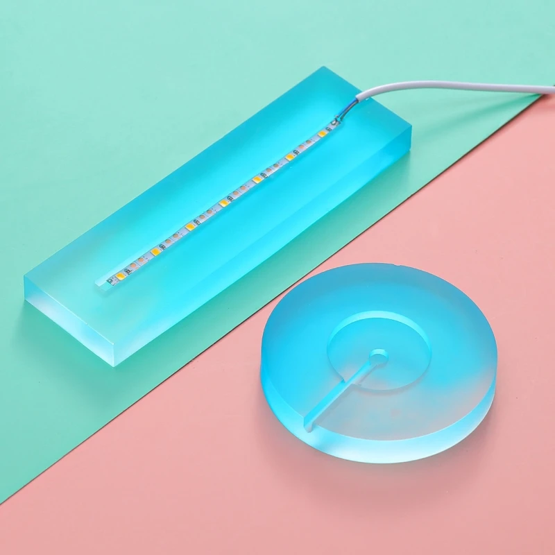 Kit DIY Moule Silicone Pour Créer Une Base Lumineuse LED Ronde Avec 5 LEDs USB - Parfait Pour Résine & Déco Intérieure