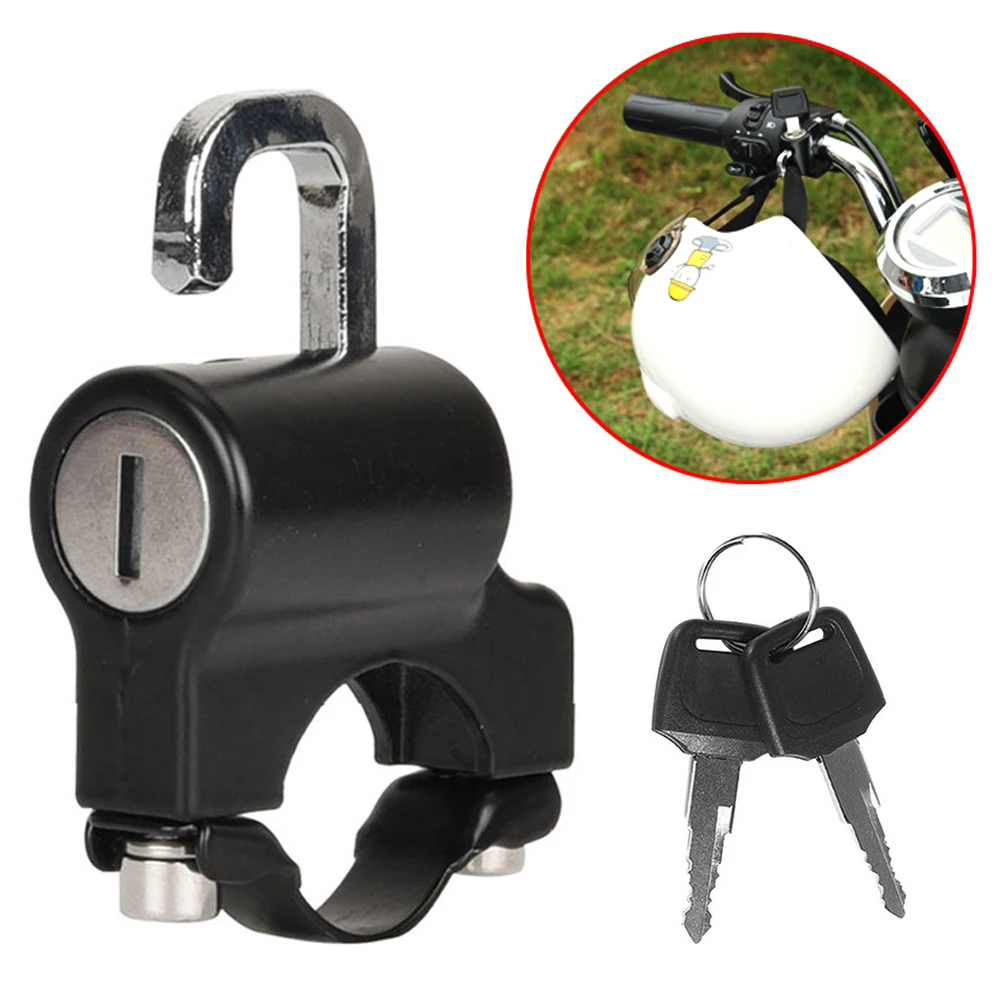 Black Motorcycle Helmet Lock Anti-theft Security Locker Tube 22mm Universal 