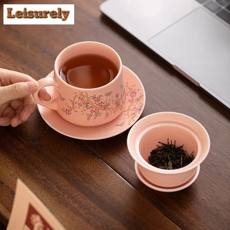 280ml Chinese Wisteria Flower Tea Coffee Cup Filter Tea Separator Cup Brewing Tea Drinking Personal Water Mug Drinkware Gift Box