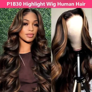 P1B30 Highlight Ombre Body Wave Human Hair Wigs 13X6 Hd Lace Frontal Wig 250 Density Brazilian 13X4 Lace Front Wigs Pre Plucked 1