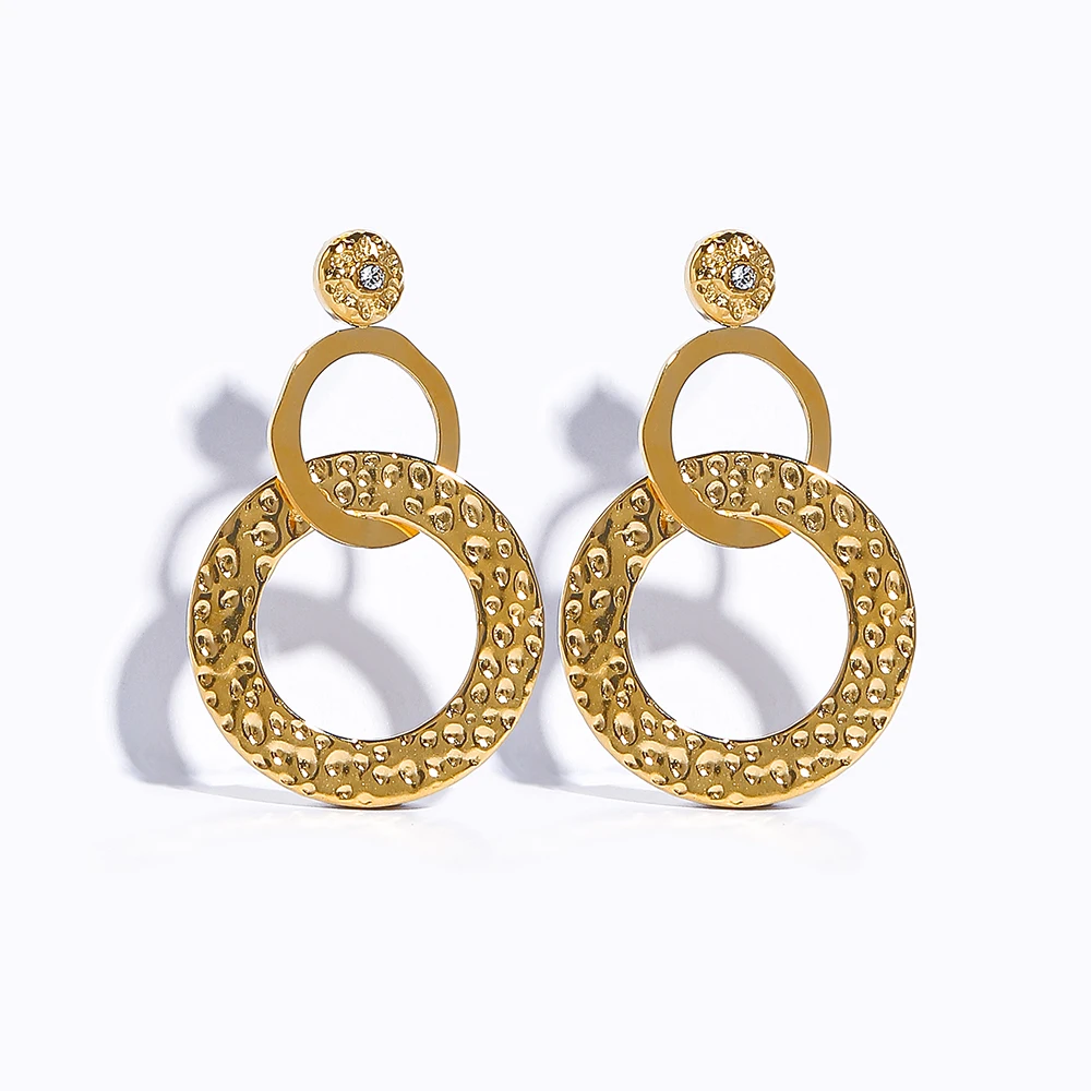 CHANEL, Jewelry, Vintage Chanel Oversized Gold Plated Textured Cc Logo  Earrings