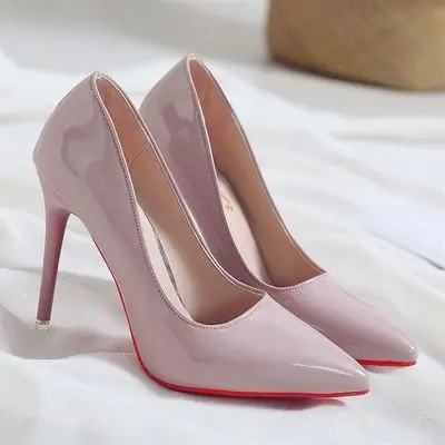 Shoes For Women 2022 Spring High Heel Pumps Sexy Foot Fetish Alternative Passion Sexy Red Bottom Pointed 10 CM Zapatos De Mujer pink