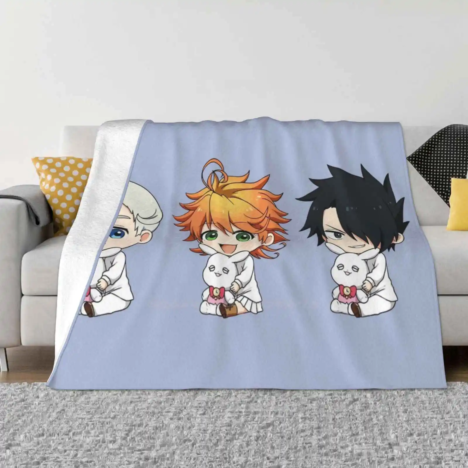 

The Promised Neverland Chibis New Selling Custom Print Flannel Soft Blanket The Promised Neverland Yakusoku No Neverland Anime