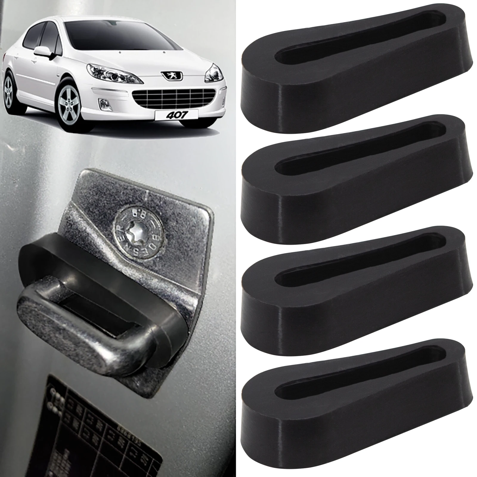 4PCS Car Shock Absorber Deadener Damper Door Lock er Deadening Damping Accessories For Peugeot 407 408 607 2004-2012 SW car door lock damper car interior accessories shock absorber rubber car sound deadener car exterior accessories