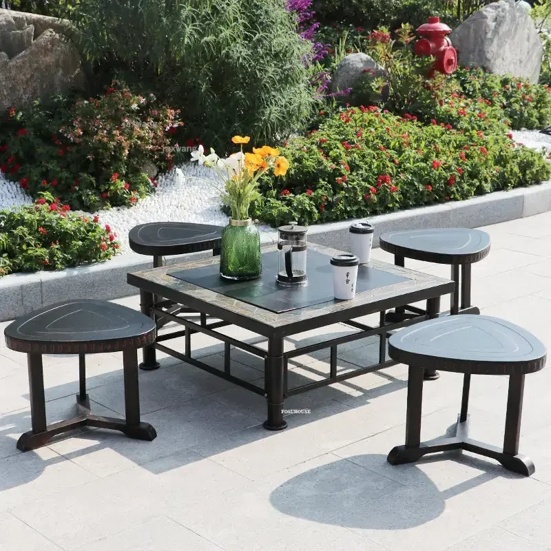 Balcony Fire Pits Coffee Shop Restaurant Commercial Brazier Outdoor Garden Villa Heaters Courtyard Barbecue Table Ser