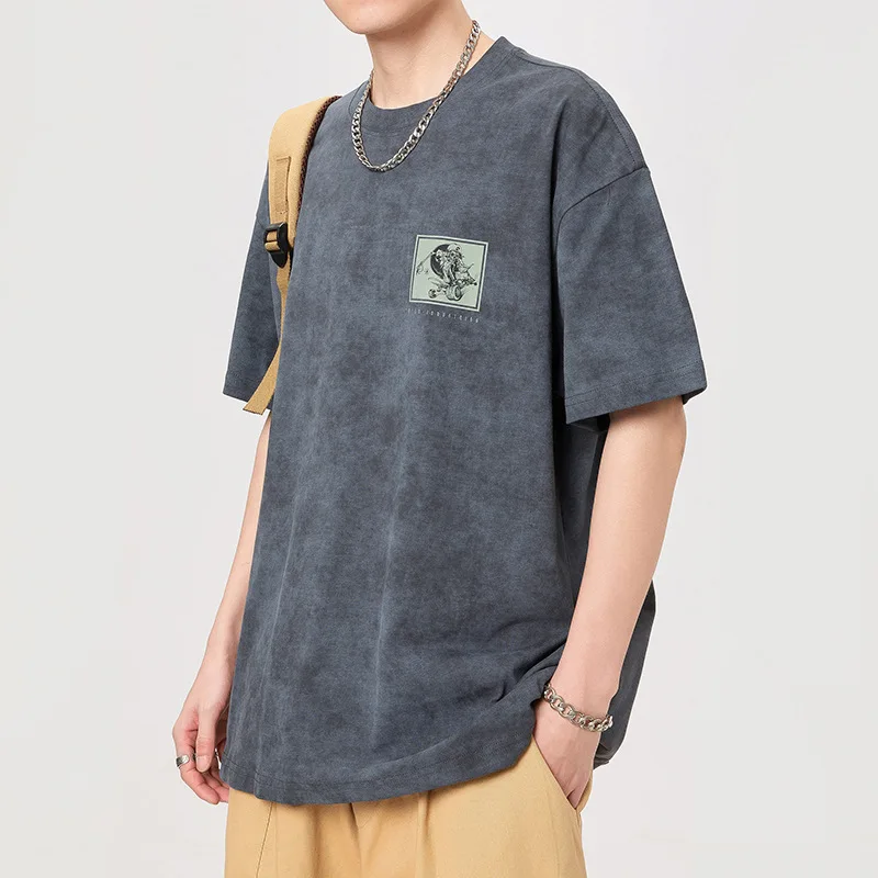 

Men's T-shirt 2024 new summer loose size trendy hip hop street fashion elastic breathable versatile top