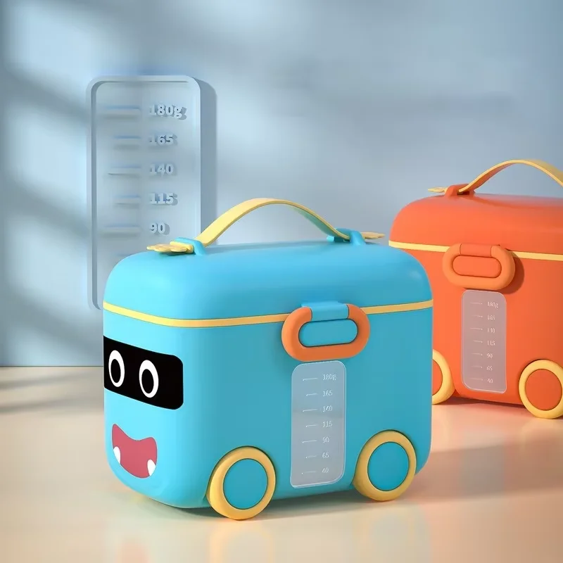 Baby Milk Powder Box with Four Compartments, Rotatable Formula Dispenser, Portable Milk Powder Container for Baby
