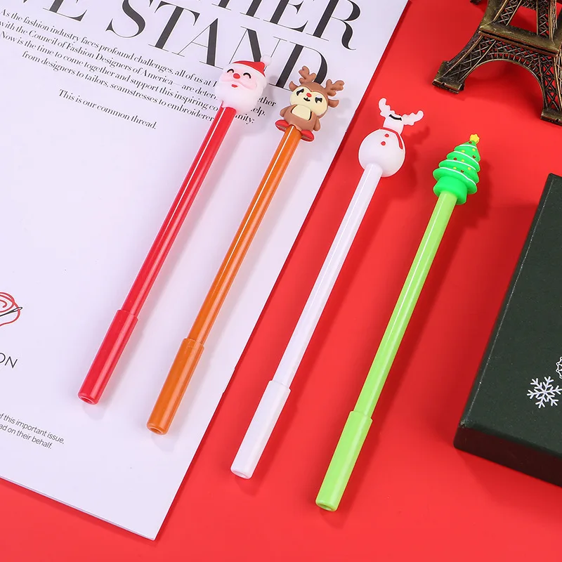 48 Pcs Creative Santa Claus Gel Pens Black Christmas Gel Pen Cartoon Reindeer Stationery Student Prizes School Supplies