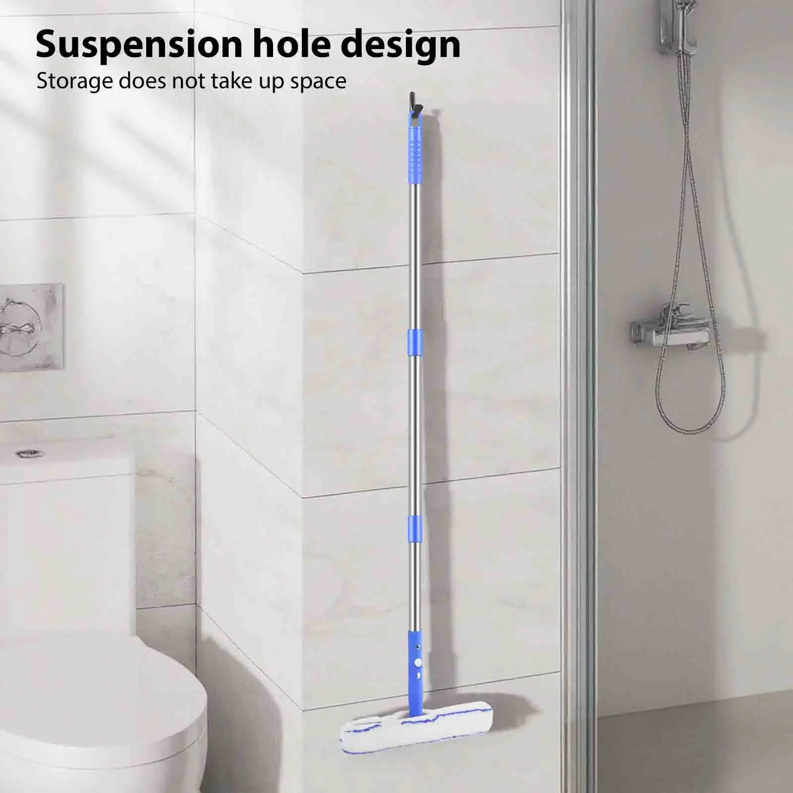 Teleskop-Fensterreiniger-Set, 2-in-1, ausziehbarer Stangenabzieher mit Schaber und Mikrofaser-Pads, höhenverstellbar, für hohe Fenster – Detail 4