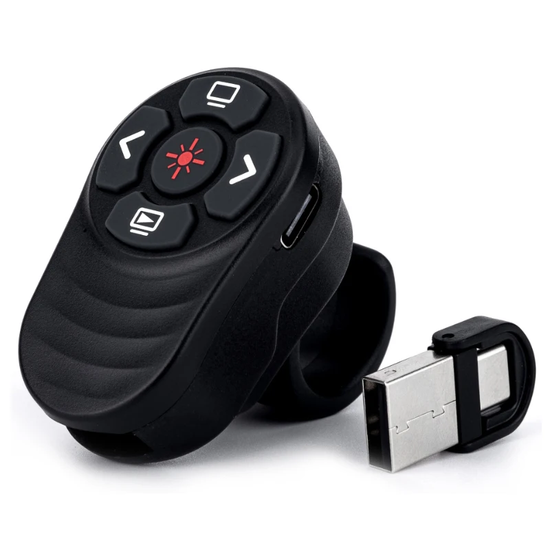 2.4G Wireless Presenter PPT Remote Control Finger Pointer USB And USB C Receiver With Recharging Battery For Meeting