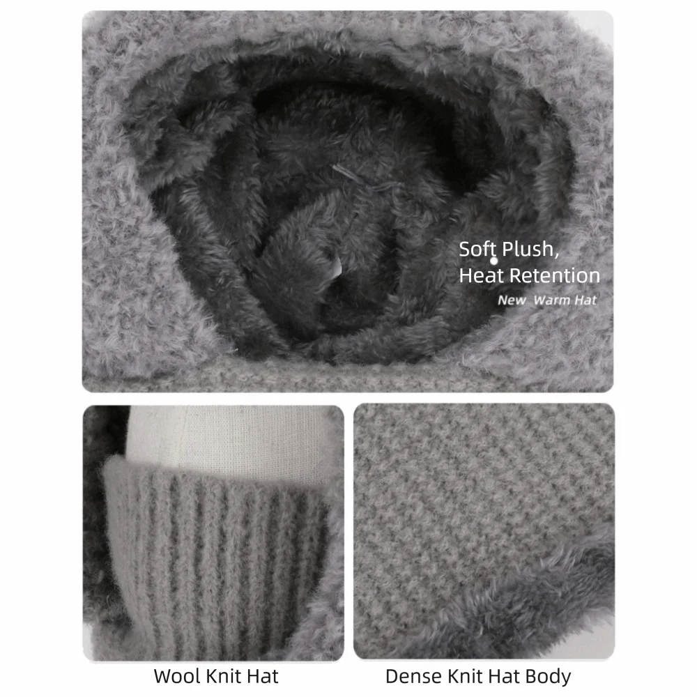 Polyester Kids Winter Hat Scarf Set Warm Ears Protection