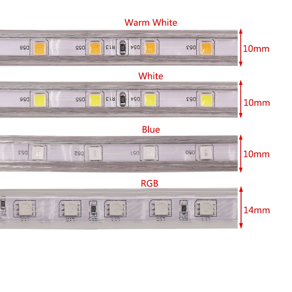 220V 5050 RGB LED Strip High brightness Flexible Led Light Tape Waterproof IP67 Led Stripe Outdoor Home Decor Light with Remote