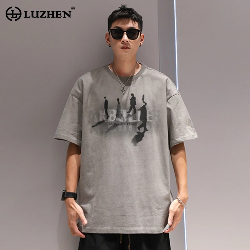 

Футболка LUZHEN с американским принтом и коротким рукавом, мужские летние модные уличные свободные хлопковые повседневные топы с круглым вырезом, бесплатная доставка LZ4138